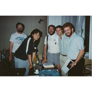 	WittyWorld a Budapest nel 1990, da sin. Heimann, Yeh, Szabo, De Angelis, Polito	