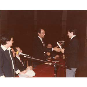 	Primo Premio Pentagono d'Oro, Lecce 1987. Nella foto Melanton, Cesare perfetto, Massimo Bucchi e Remo Croce