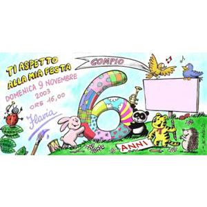 	Biglietto compleanno 6 anni	
