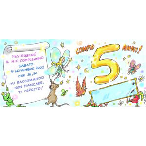 	Biglietto compleanno 5 anni 	